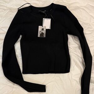 Sincerely Jules Black Ribbed Long Sleeve Top